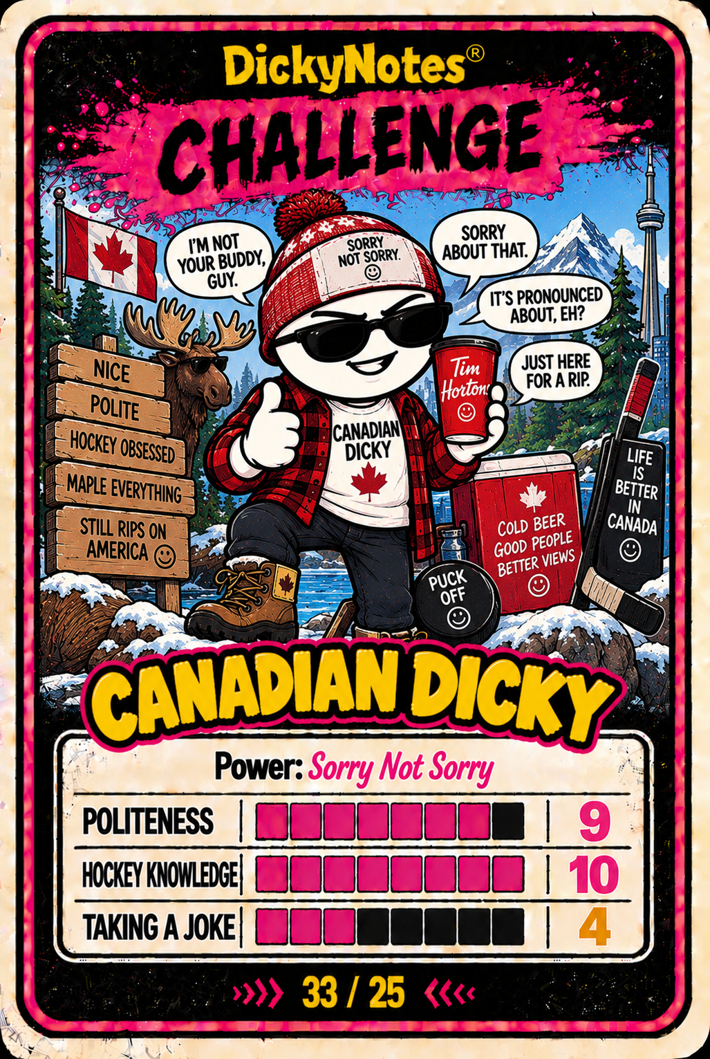 Canadian Dicky character card from the DickyNotes® character universe.