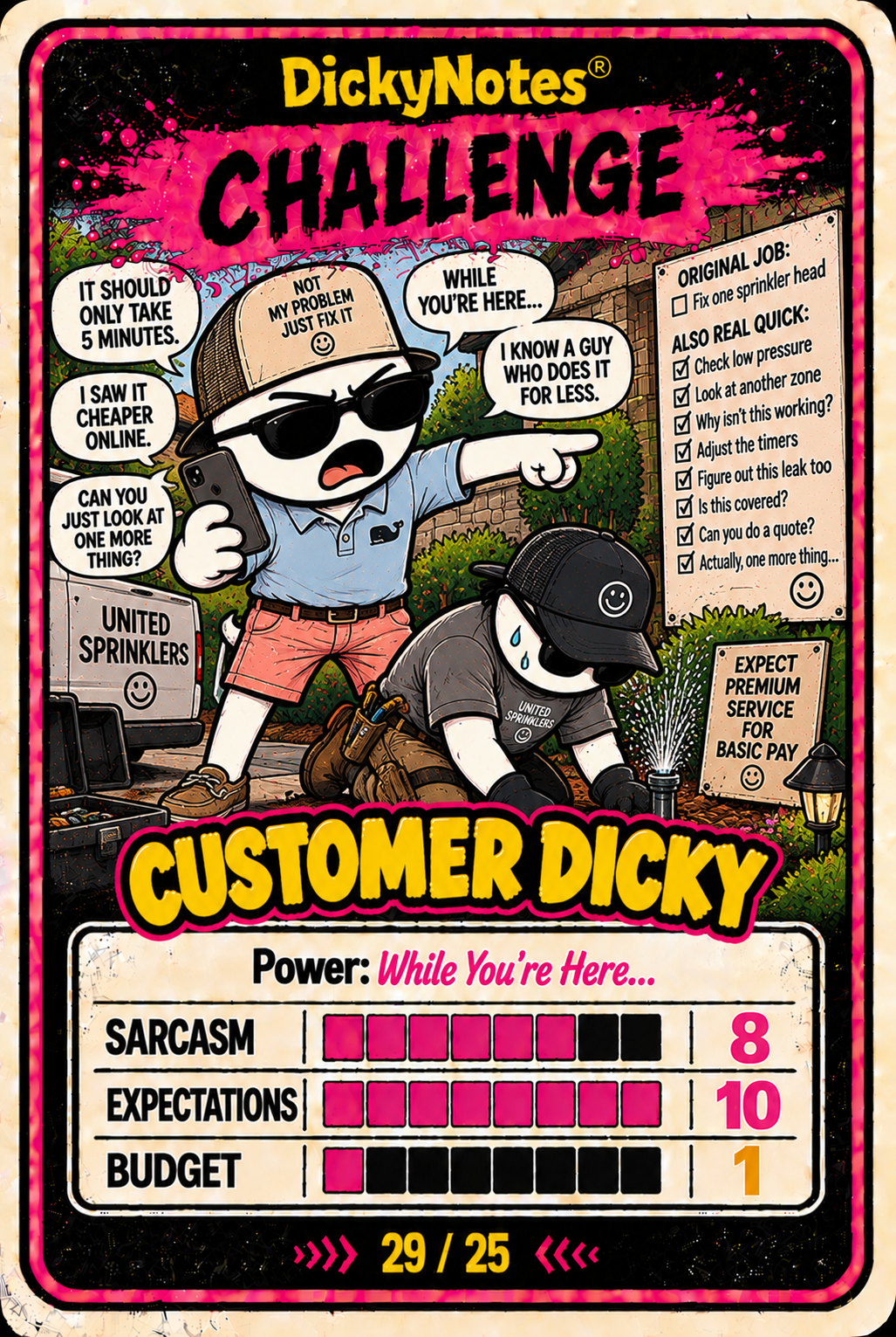 Customer Dicky character card from the DickyNotes® character universe.