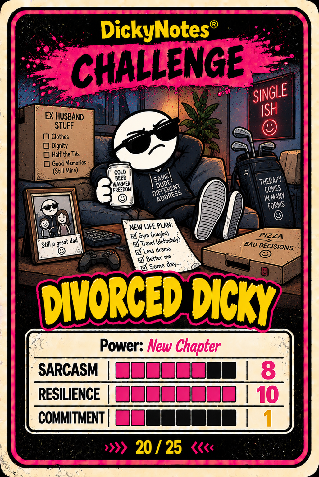 Divorced Dicky character card from the DickyNotes® character universe.
