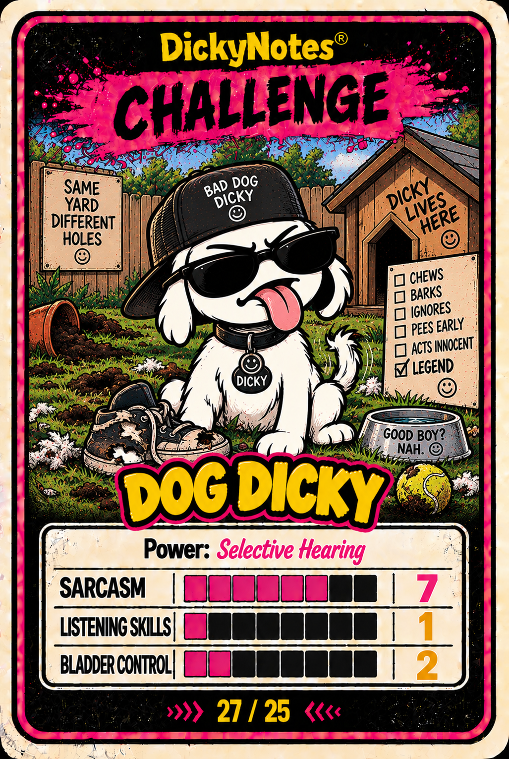 Dog Dicky character card from the DickyNotes® character universe.