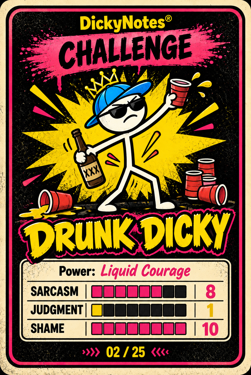 Drunk Dicky character card from the DickyNotes® character universe.