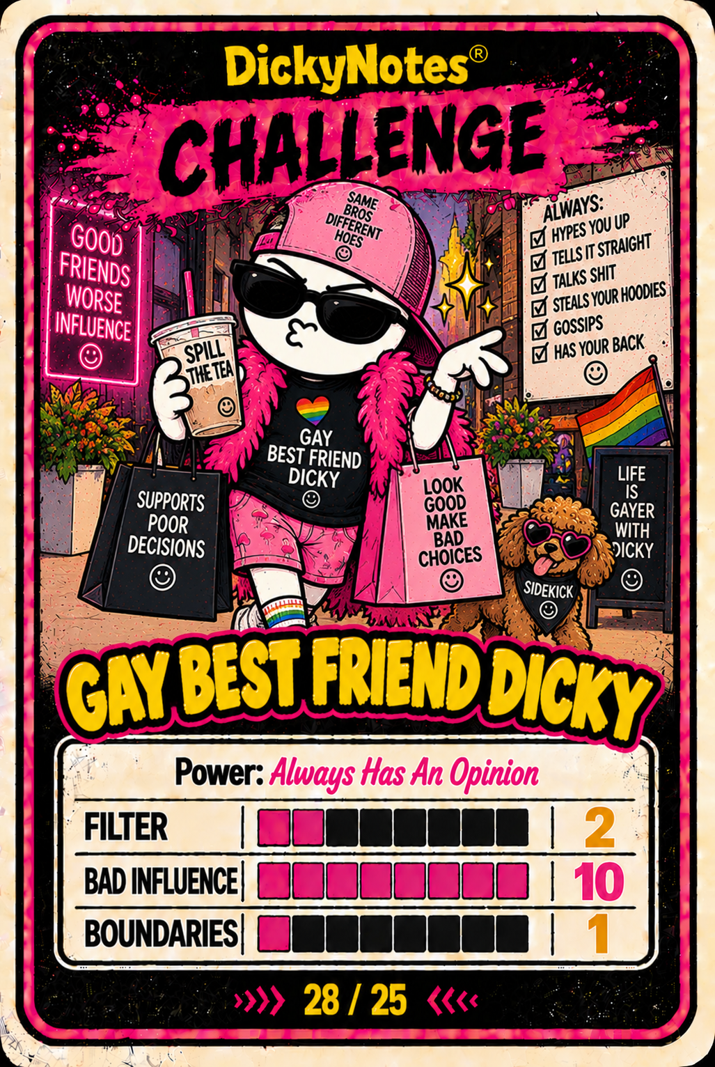 Gay Best Friend Dicky character card from the DickyNotes® character universe.