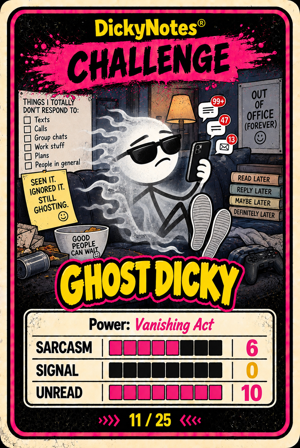 Ghost Dicky character card from the DickyNotes® character universe.
