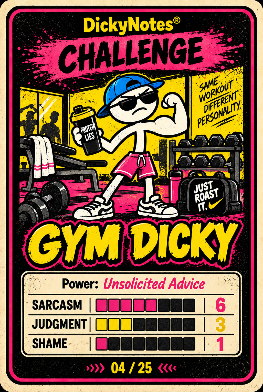 Gym Dicky character card from the DickyNotes® character universe.