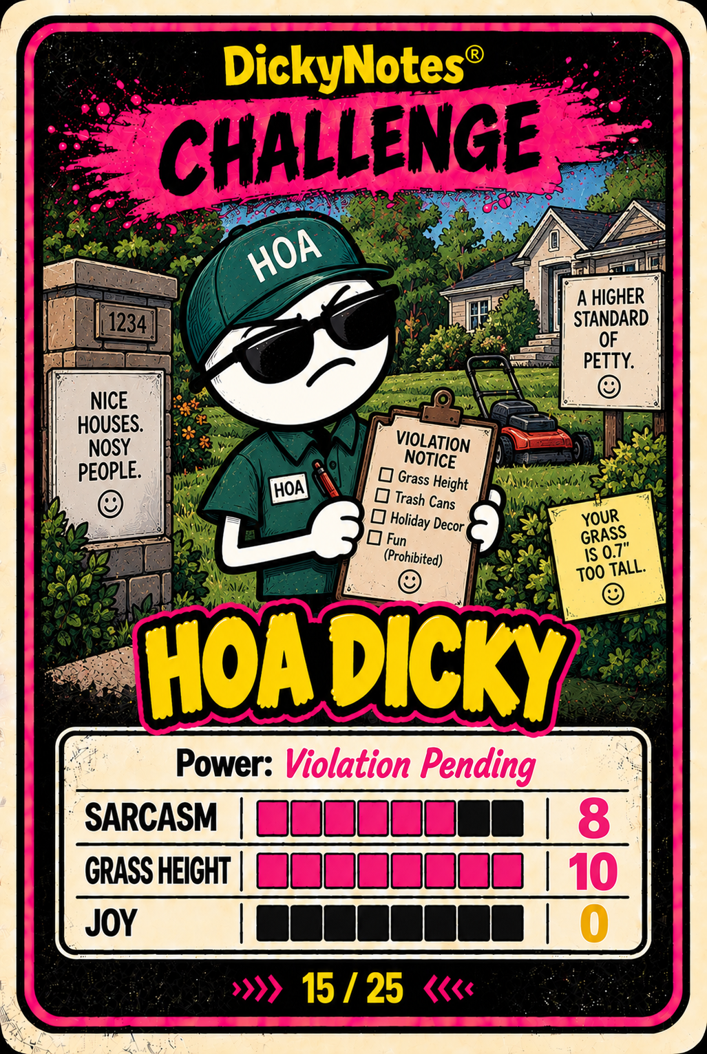 HOA Dicky character card from the DickyNotes® character universe.