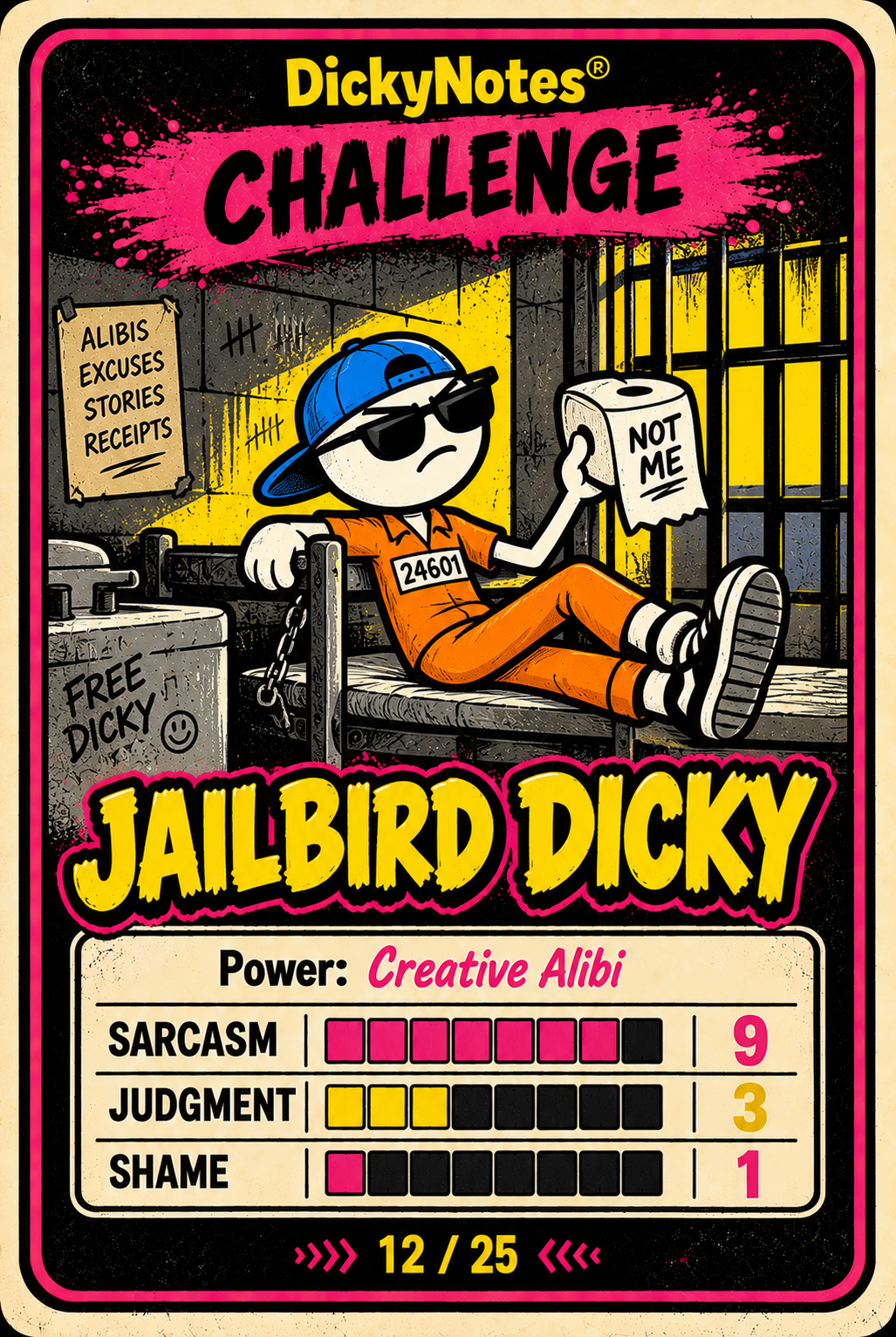 Jailbird Dicky character card from the DickyNotes® character universe.