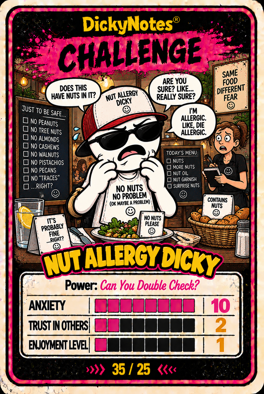 Nut Allergy Dicky character card from the DickyNotes® character universe.