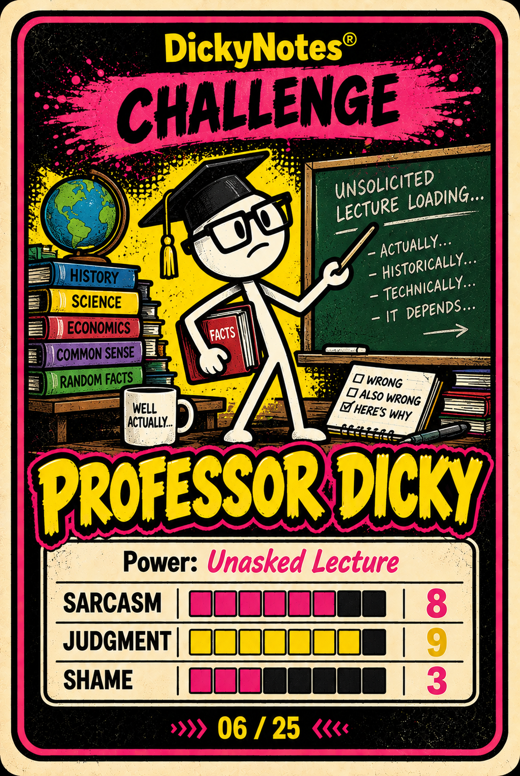 Professor Dicky character card from the DickyNotes® character universe.