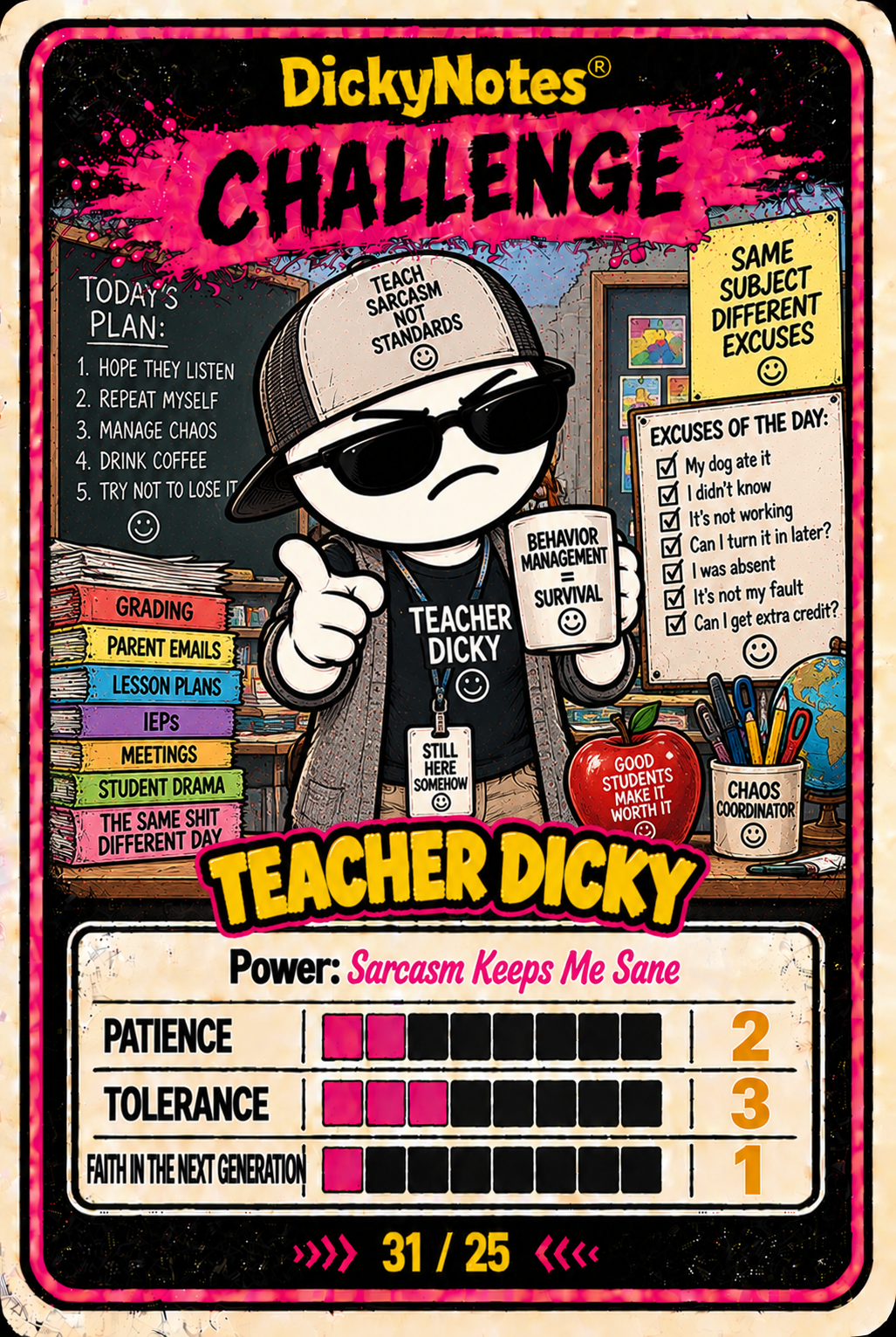 Teacher Dicky character card from the DickyNotes® character universe.